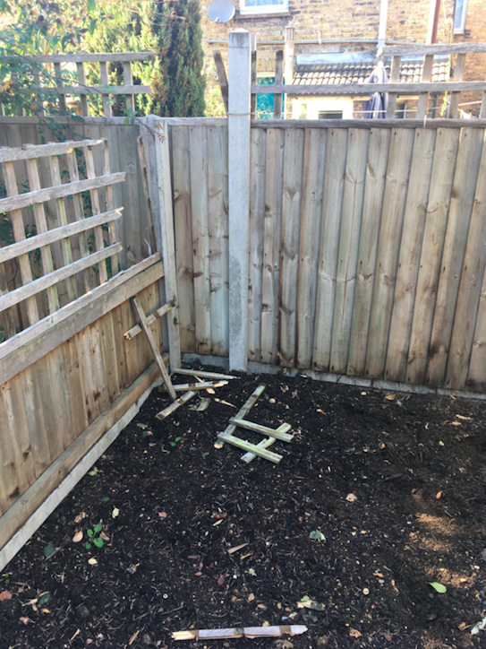 Small london backyard ideas, broken fence